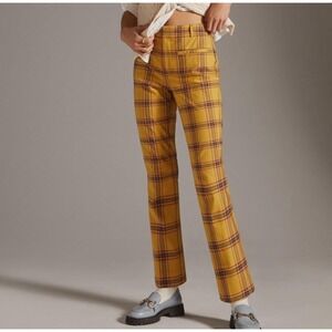 Anthropologie 2P Petite Ankle Pants Essential Slim Plaid Grunge Academia School